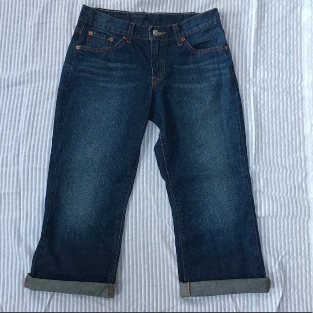 Lucky Brand 👖Dungarees Blue Denim Capri Jeans Mid-Rise Capris Vintage Cropped 6